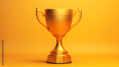 3D gold trophy cup isolated on background