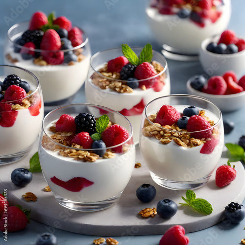 Wallpaper Mural Layer yogurt with granola and fresh berries for a delicious and visually appealing treat. Torontodigital.ca
