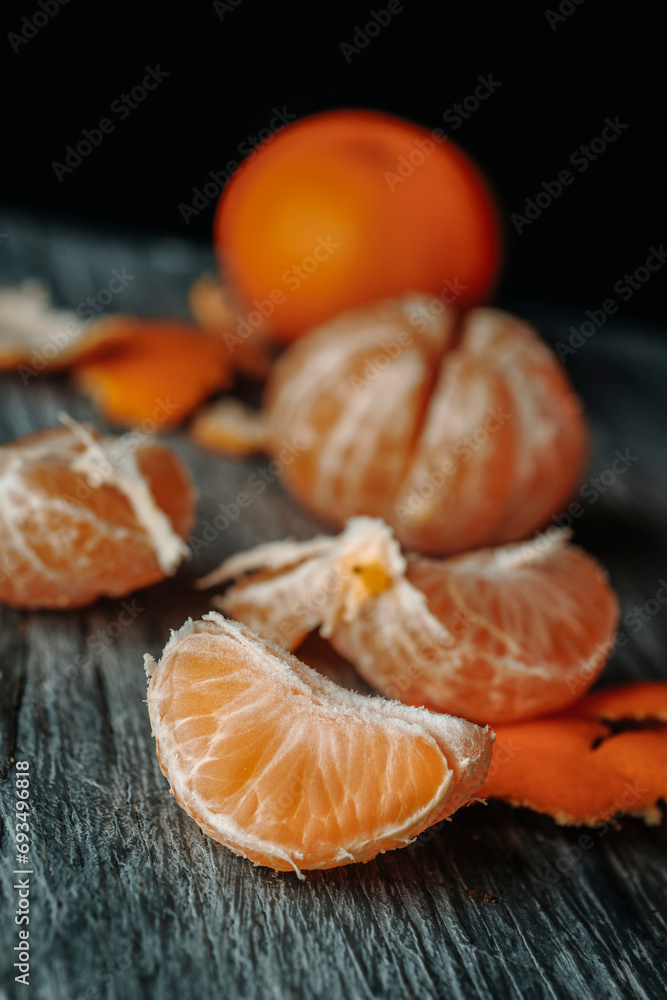 peeled mandarin oranges on a table peeled mandarin oranges on a table