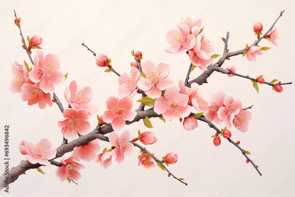 Peach Blossom Branches: Branches laden with peach blossoms, believed to bring romance and good relationships in the coming year. Chinese New Year, Symbols Peach Blossom Branches: Branches laden with peach blossoms, believed to bring romance and good relationships in the coming year. Chinese New Year, Symbols