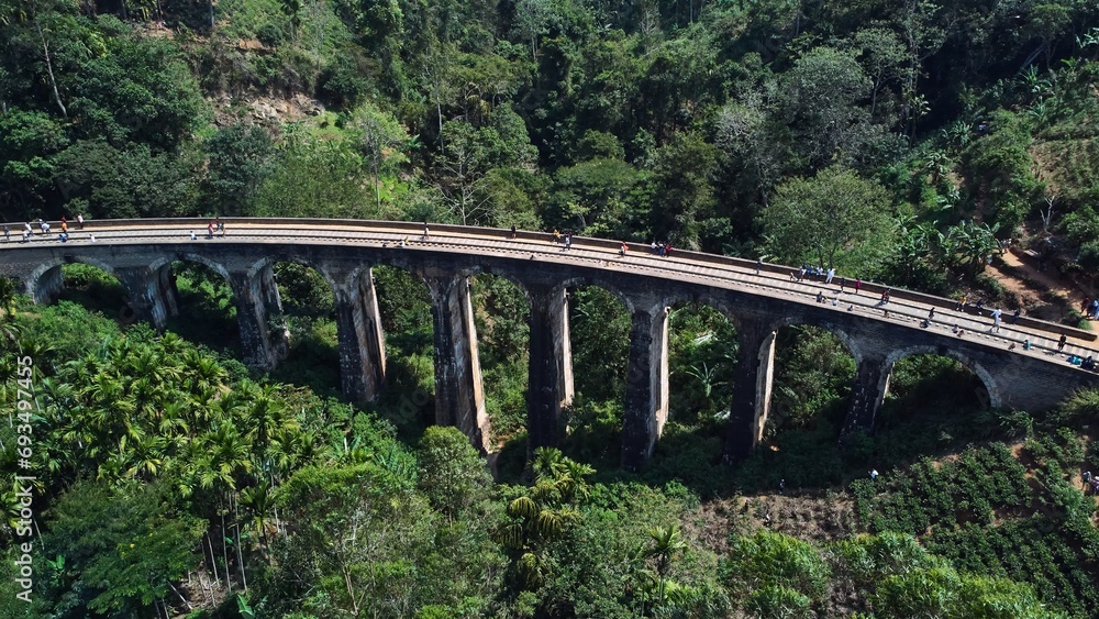 Aerial view of the Demodara nine-arch bridge. High quality photo