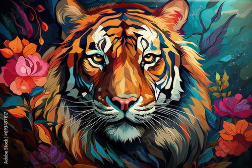 Bright and Colorful A Fauvism Style of a Tiger, Generative Ai