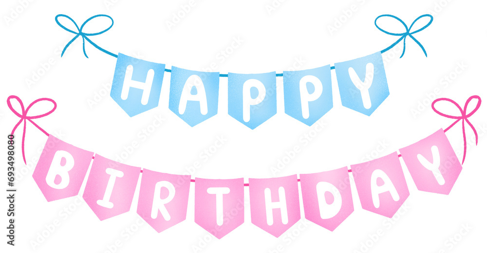 Happy birthday text banner with pastel color flag Happy birthday text banner with pastel color flag