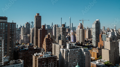 Aerial panorama view of the Upper East Side in New York City