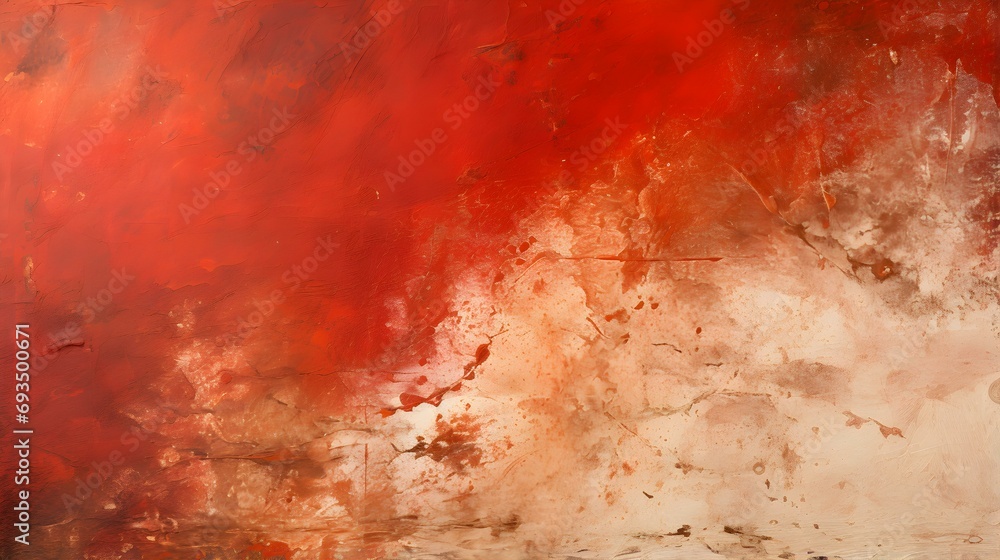 Red Splattered Paint on Canvas. Creative Presentation Background