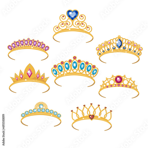 Set of golden crowns for girls