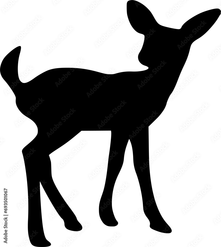 Vector silhouette of Deer on white background
