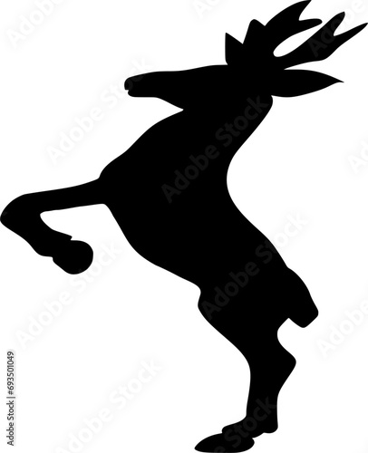 Vector silhouette of Deer on white background
