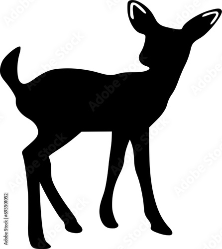 Vector silhouette of Deer on white background
