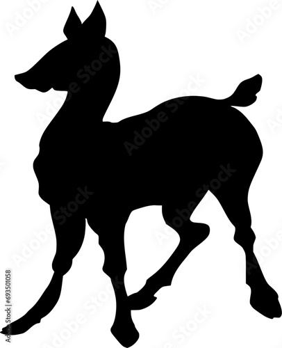 Vector silhouette of Deer on white background
