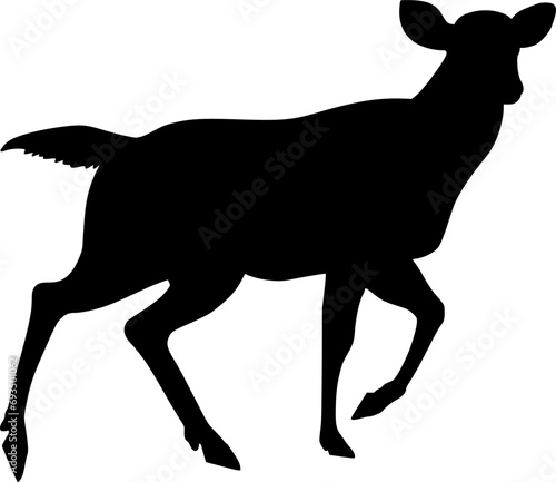 Vector silhouette of Deer on white background 