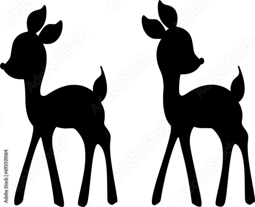 Vector silhouette of Deer on white background
