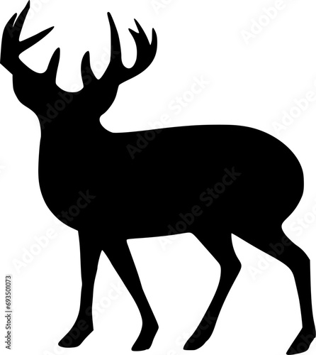Vector silhouette of Deer on white background
