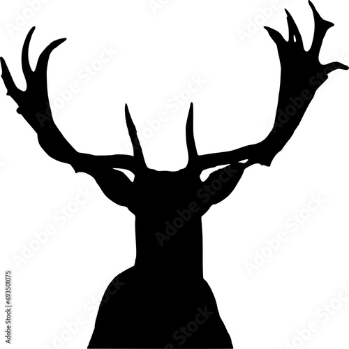 Vector silhouette of Deer on white background
