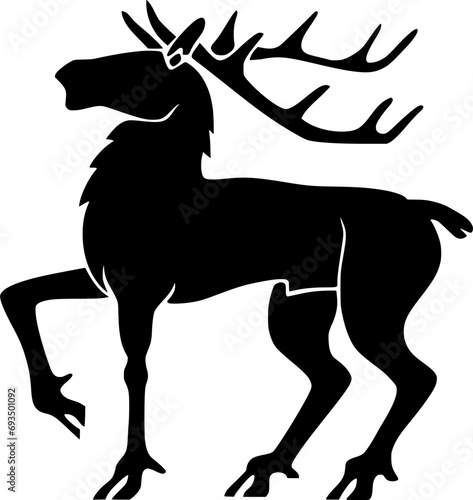 Vector silhouette of Deer on white background
