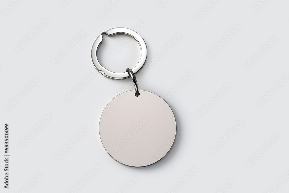 Mockup of a round keychain on a white background. AI generated Mockup of a round keychain on a white background. AI generated