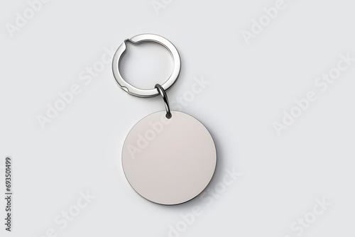 Mockup of a round keychain on a white background. AI generated