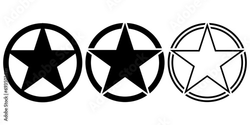 black white U.S Military star badge set