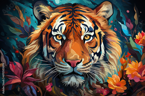 Bright and Colorful A Fauvism Style of a Tiger, Generative Ai