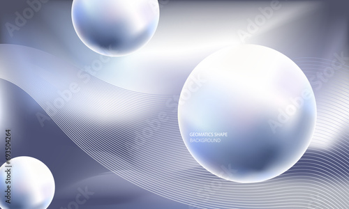 3D Illustration pearl mockup with Grey cloth wrinkles Abstract blurred gradient mesh background. . modern background design. Geometric Shapes