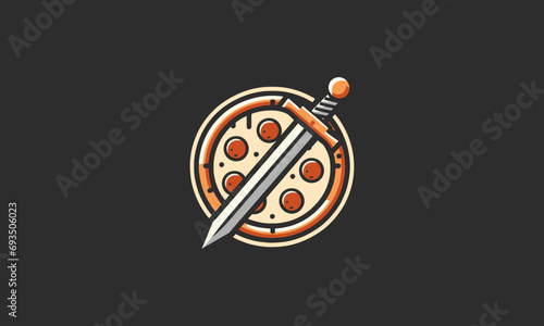 pizza and sword vector illustration logo design