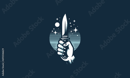hand hold knife vector illustration logo design