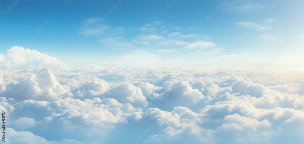 The light from the sky.Aerial view of the clouds and blue sky from an airplane The light from the sky.Aerial view of the clouds and blue sky from an airplane