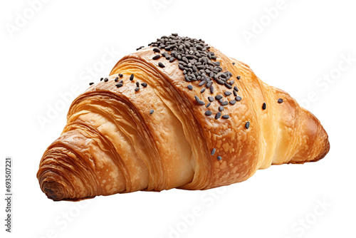 Poppy seed croissant on a white background isolated PNG