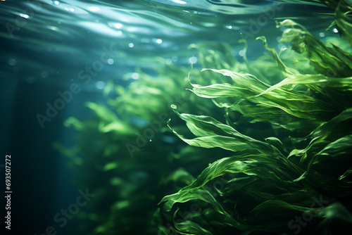 Abstract, linear interpretation of a sea kelp frond.
