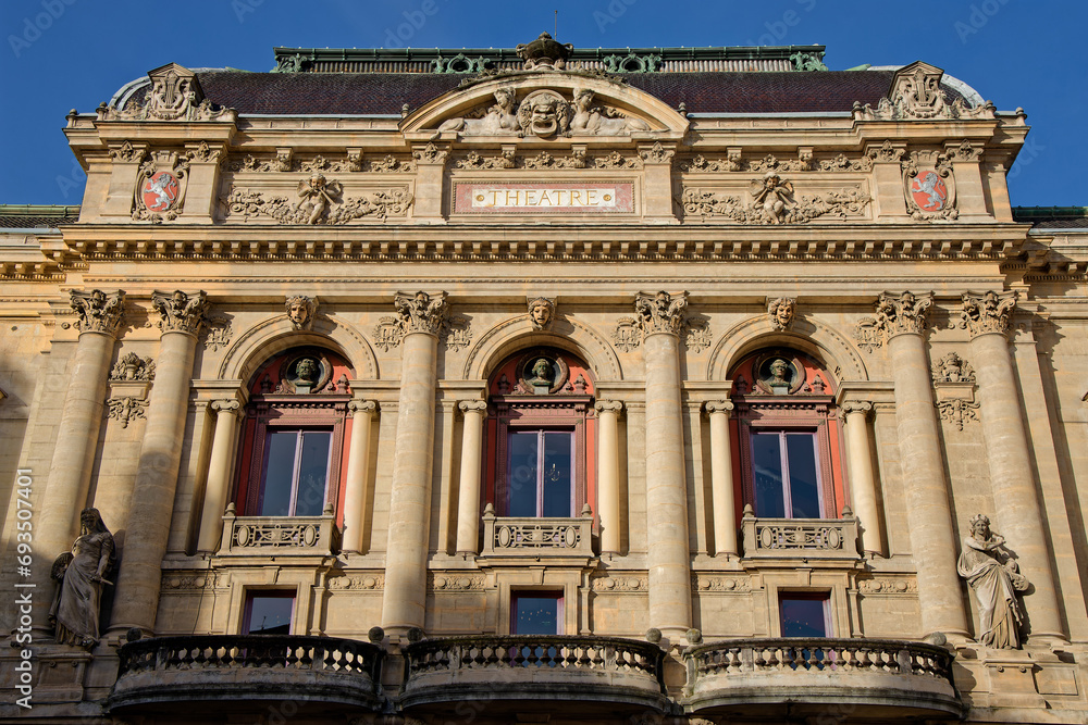 LYON, FRANCE, December 14, 2023 : Located in the heart of Lyon, the Celestins Theater is one of the few theatres that can commemorate more than two centuries of dramatic art.