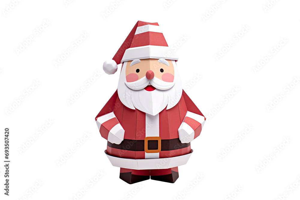 a christmas themed santa claus paper craft with a candy cane is shown, isolated on white background PNG a christmas themed santa claus paper craft with a candy cane is shown, isolated on white background PNG