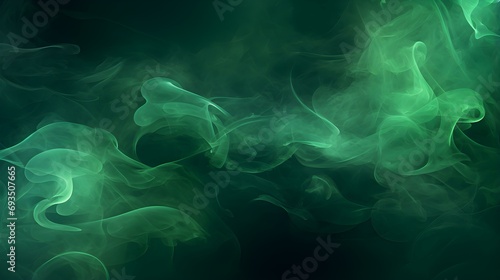 Emerald Stylized Smoke Wisps. Abstract Background