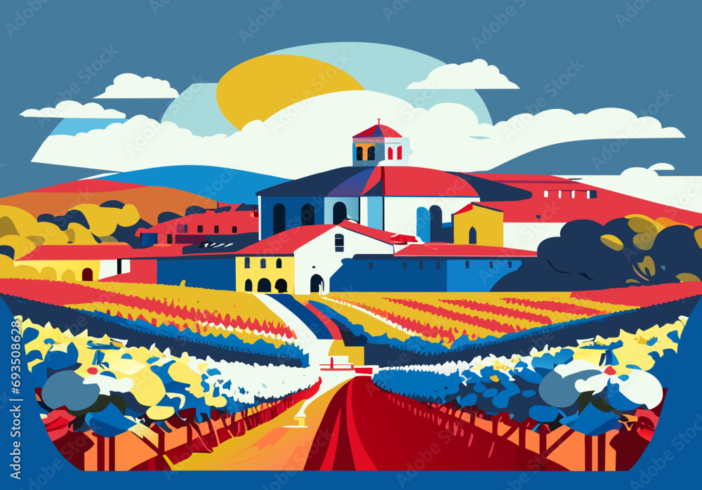 Naklejka premium The scenery of the traditional and authentic wine estates