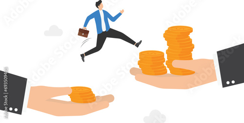 Changing jobs. Jump into a high paying job. Modern vector illustration in flat style.

