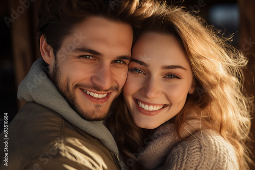 AI generated picture of cute sweet tender couple hugging and enjoying time together
