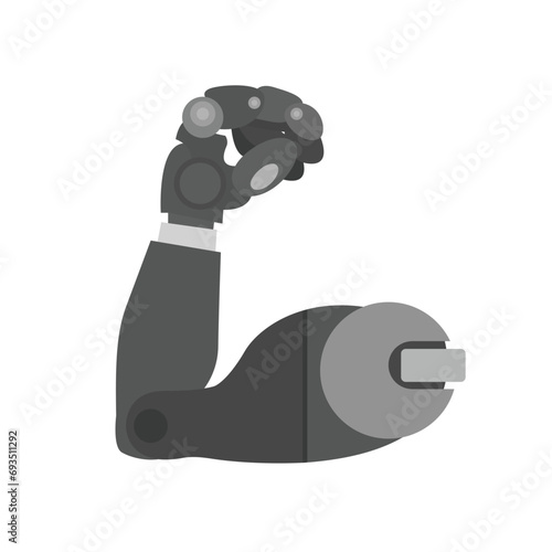 A mechanical or prosthetic arm vector symbol sign