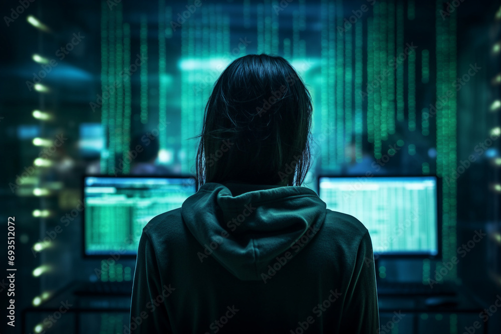 Generative AI portrait hacker in dark room secret organization community specialists Generative AI portrait hacker in dark room secret organization community specialists
