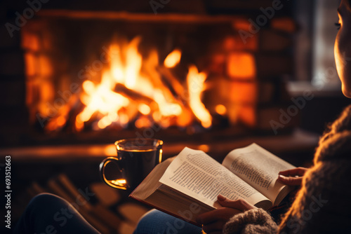 A person enjoying a good book in a cozy setting, highlighting the positive impact of leisure activities on mental well-being. Generative Ai.