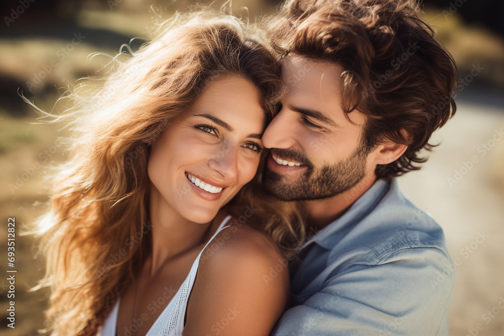 Generative ai picture of lovely cheerful enjoying rest abroad honeymoon vacation Generative ai picture of lovely cheerful enjoying rest abroad honeymoon vacation