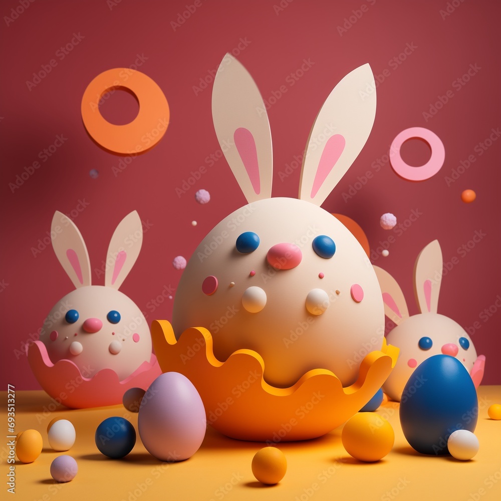 easter bunny with eggs, concept. Generative AI easter bunny with eggs, concept. Generative AI
