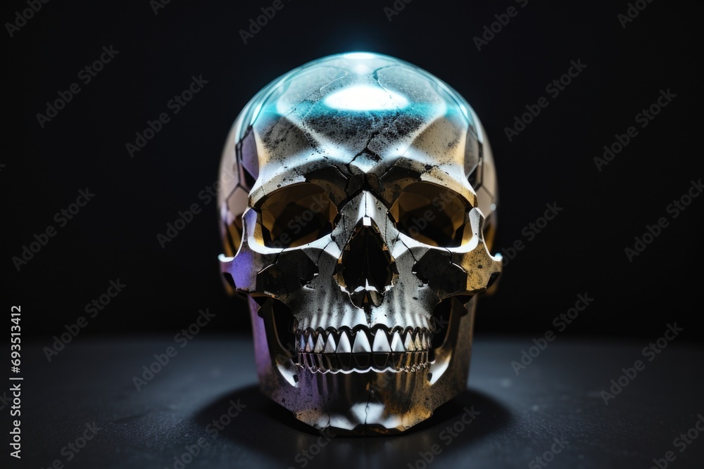 Human Skull on Black Canvas Human Skull on Black Canvas