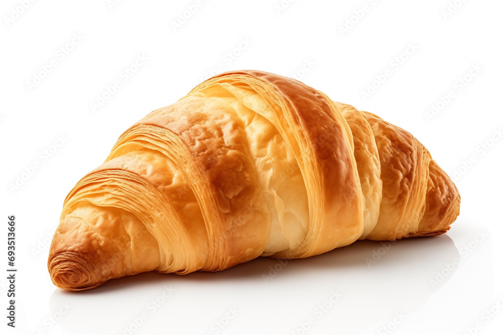 croissant whole one fragrant twisted, isolated on white background croissant whole one fragrant twisted, isolated on white background