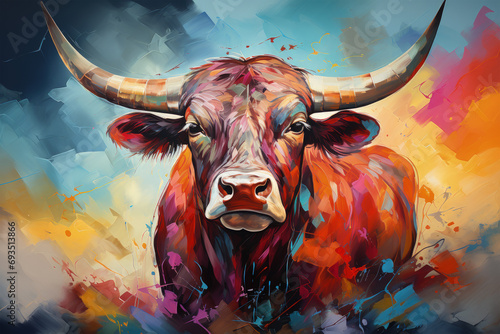 Bright and Colorful A Fauvism Style of a Cattle, Generative Ai