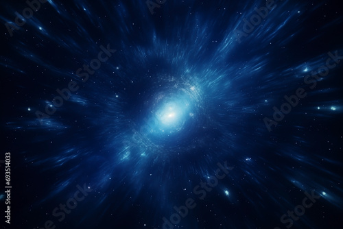 abstract blue cosmos object pulsar in dark space among stars