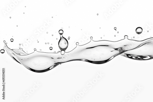 droplets transparent liquid colorless, on white background photo