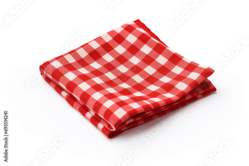 red checkered napkin isolated on white background, mockup perspective