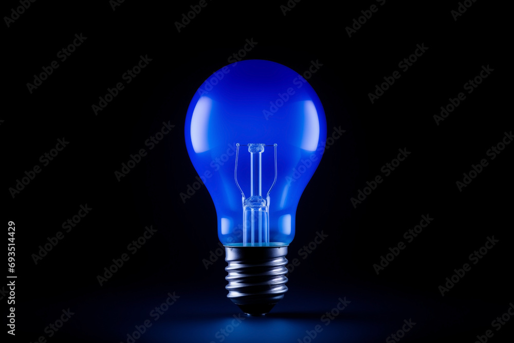 incandescent lamp, blue, isolated on black background incandescent lamp, blue, isolated on black background