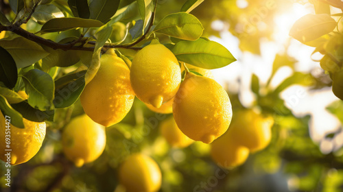 Fruit Lemon garden, business farming and entrepreneurship, harvest. sun