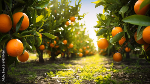 Fruit orange garden, business farming and entrepreneurship, harvest. road