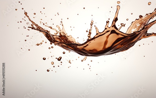 chocolate splash isolated on white background. 3d rendering, 3d illustration.